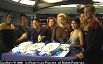 The cast and crew of Star Trek: Voyager