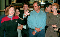 The cast and crew of Star Trek: Voyager